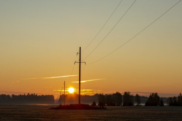 Power lines over a field